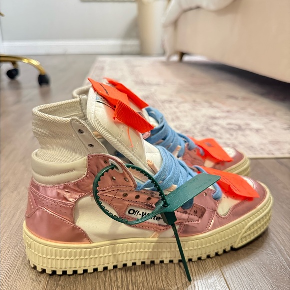 Off-White Shoes - Off-White Pink and Cream High-Top Sneakers (fits a woman’s size 8)